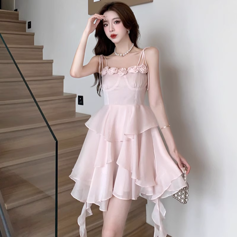 Sweet dress summer dress floral suspender cardigan 2colors LL-173