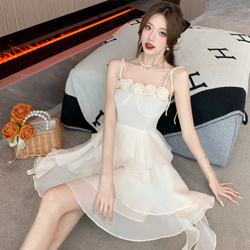 Sweet dress summer dress floral suspender cardigan 2colors LL-173