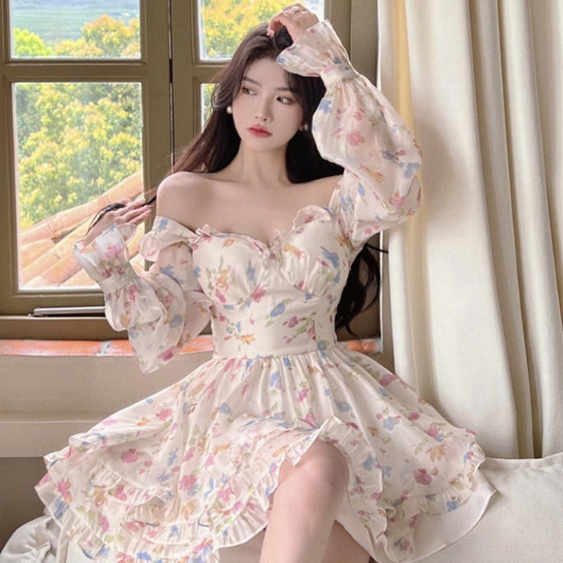 Women's Dress Spring/Summer Pure Sexy French High Grade Flower Skirt Girl LL-162