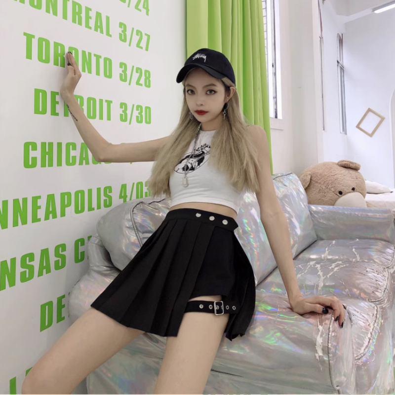 Mini skirt hottie High waist sexy cool girl punk style LL-371