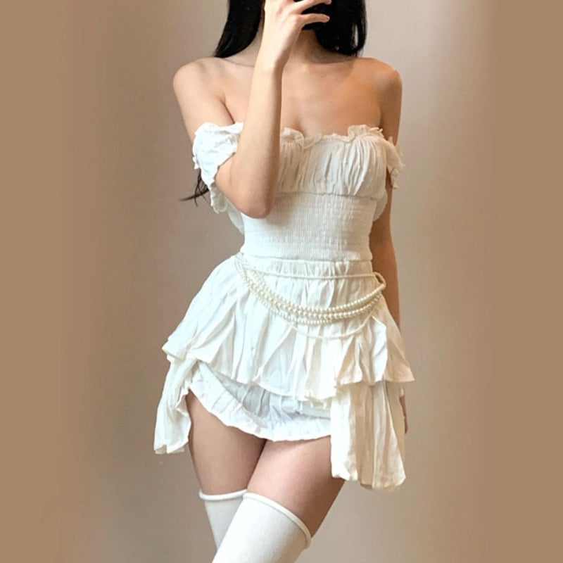 White Dress Female Summer Slim Fit Waistband High Grade Spicy Girl LL-234