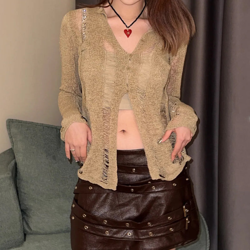 Y2K Spicy Girl Long Sleeve Cardigan Trend LL-339