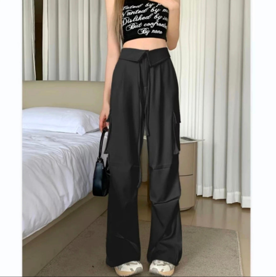Cargo pants with high waistband and wide legs hiphop leggings casual pants LL-513