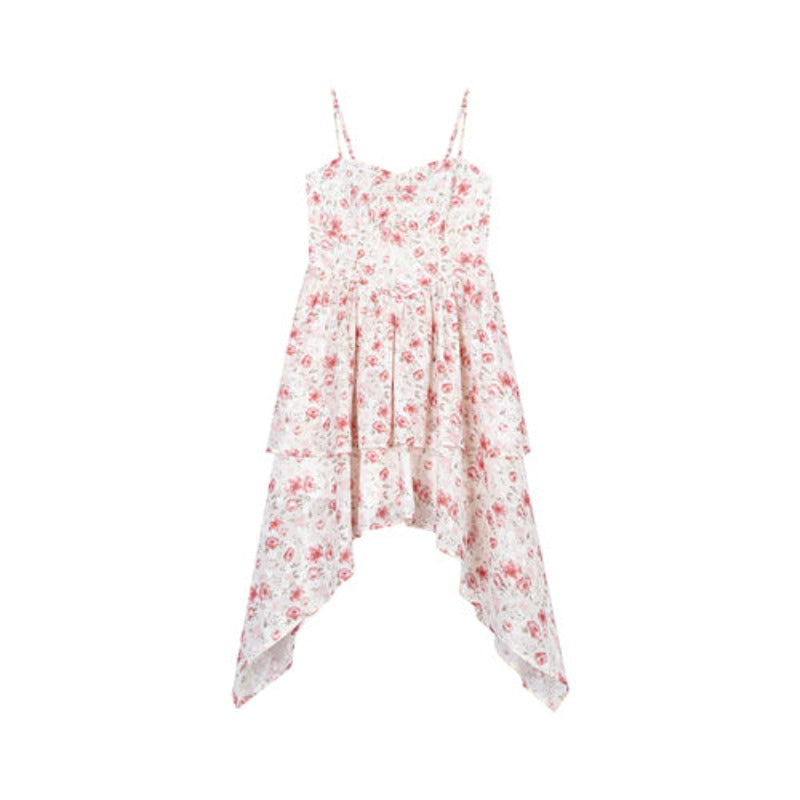 French irregular floral dress summer dress plus size dress LL-153