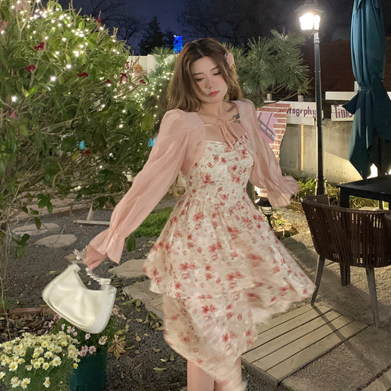 French irregular floral dress summer dress plus size dress LL-153