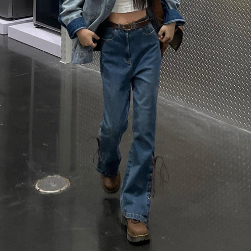 Micro Flare Split Jeans New INS Fashion Pants LL-133