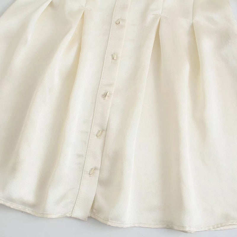Long Sleeve Satin Mini Dress shirt dress LL-004