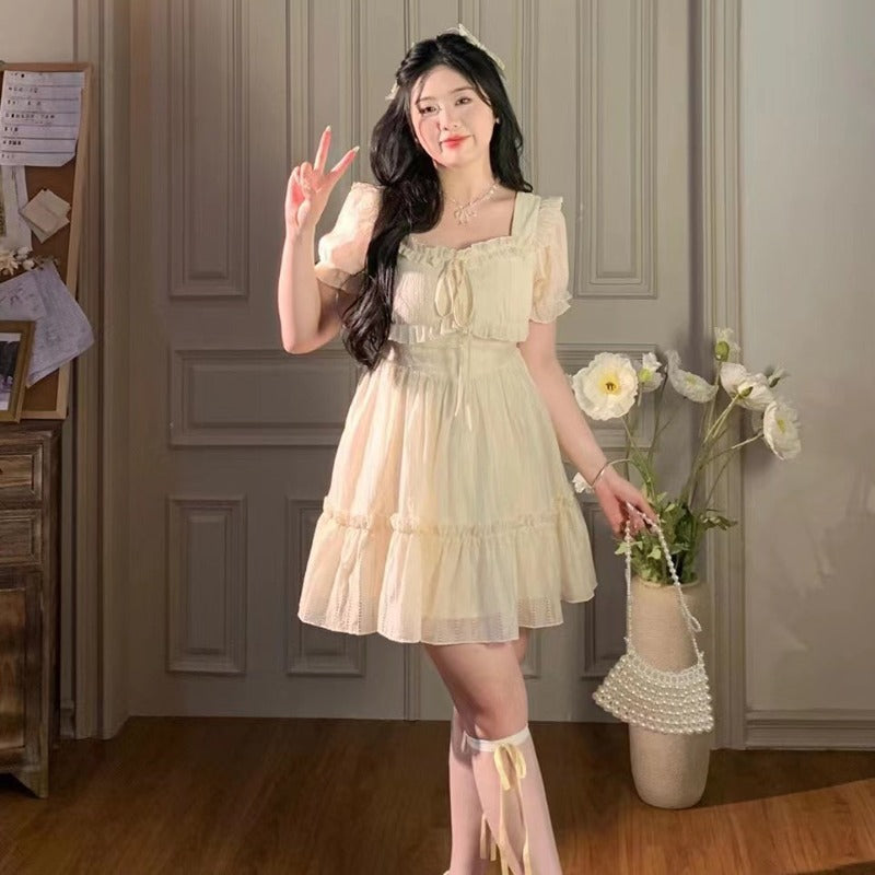 New summer dress stitching Irregular design sweet ruffles LL-060