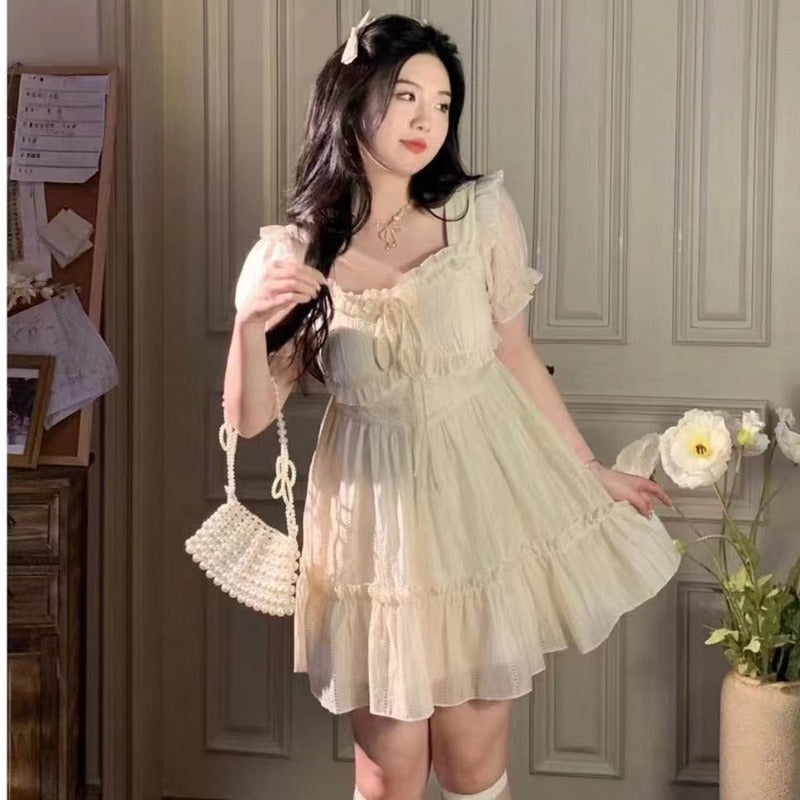 New summer dress stitching Irregular design sweet ruffles LL-060