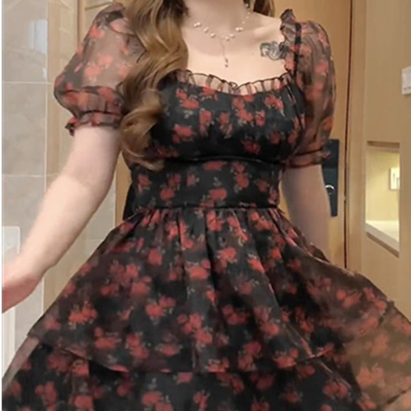New summer dress flower dress stitching Irregular design LL-071