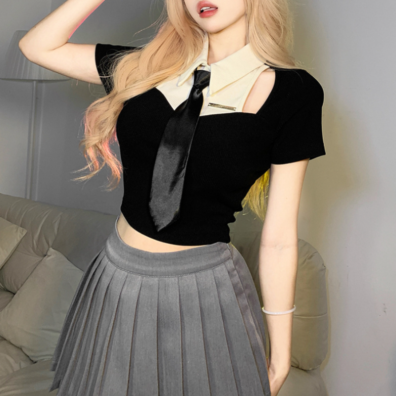 summer shirts preppy style sexy T-Shirt cotta hot girl style plus size LL-078