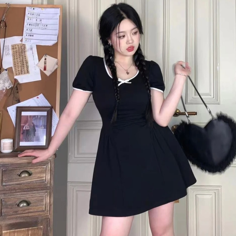 Mini dress floral dress black dress plus size LL-092
