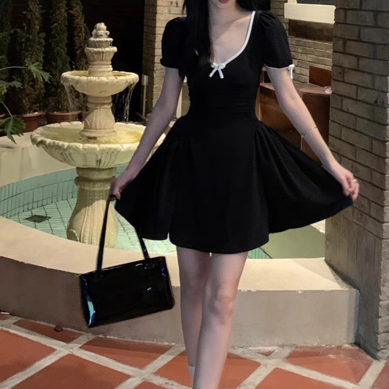 Mini dress floral dress black dress plus size LL-092