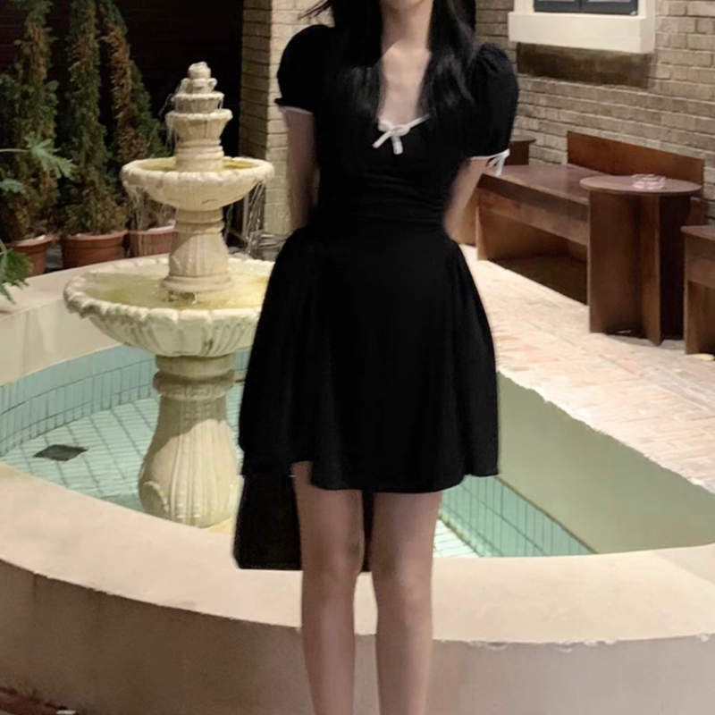 Mini dress floral dress black dress plus size LL-092