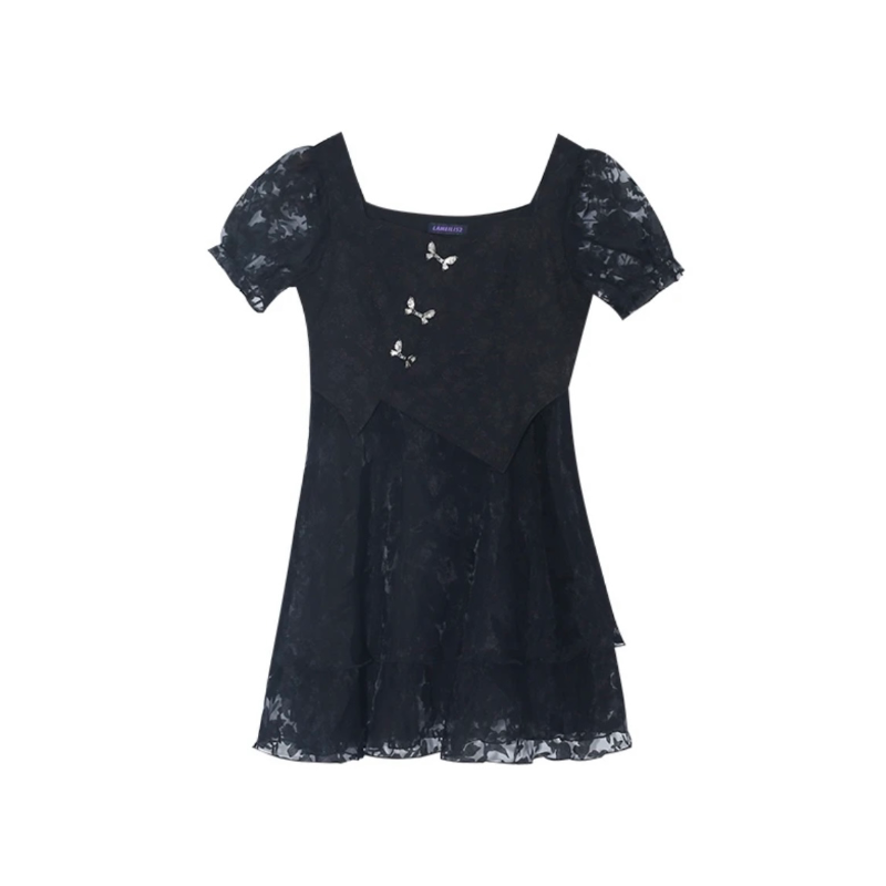 Less Summer dress black dress mini dress LL-089