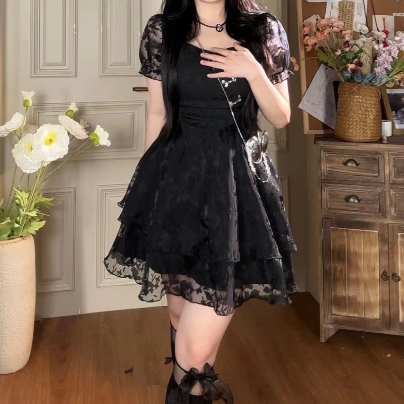 Less Summer dress black dress mini dress LL-089