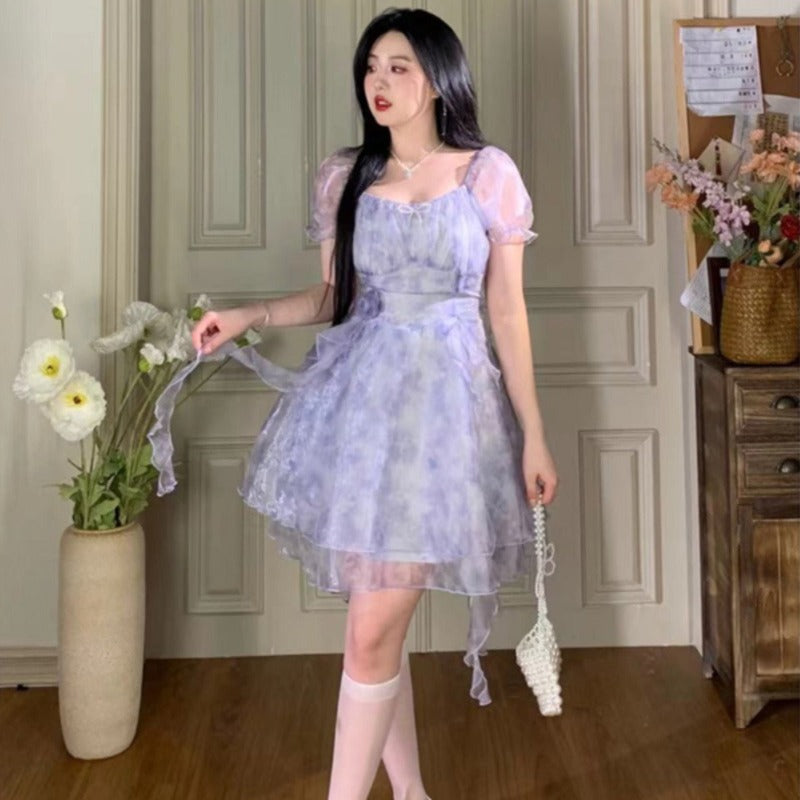 Floral dress summer dress mini dress irregular fairy style LL-129