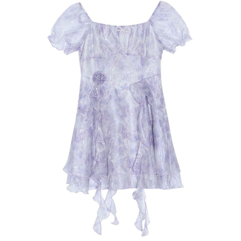Floral dress summer dress mini dress irregular fairy style LL-129