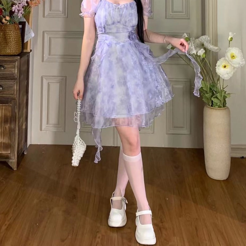 Floral dress summer dress mini dress irregular fairy style LL-129