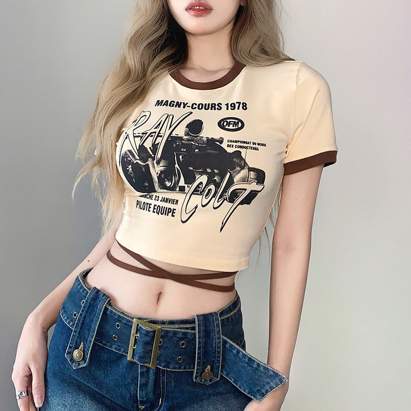 Y2K Polo Shirts Sexy T-Shirt cotta hot girl style plus size LL-077