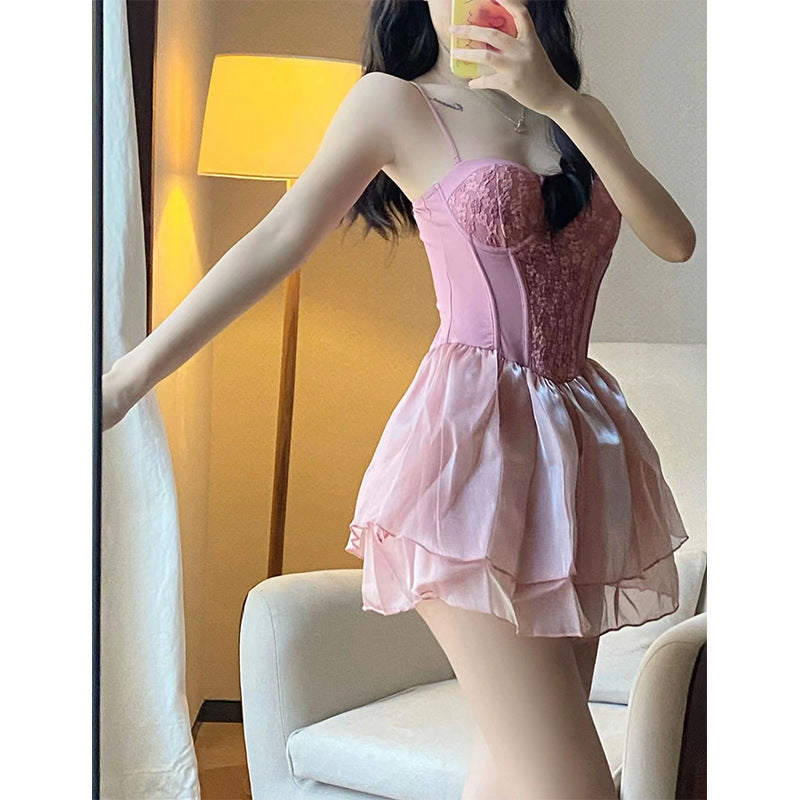 Sweet cute girl broken flowers sexy small one-piece swimsuit woman LL-043