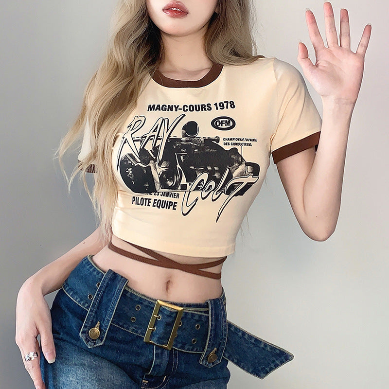 Y2K Polo Shirts Sexy T-Shirt cotta hot girl style plus size LL-077