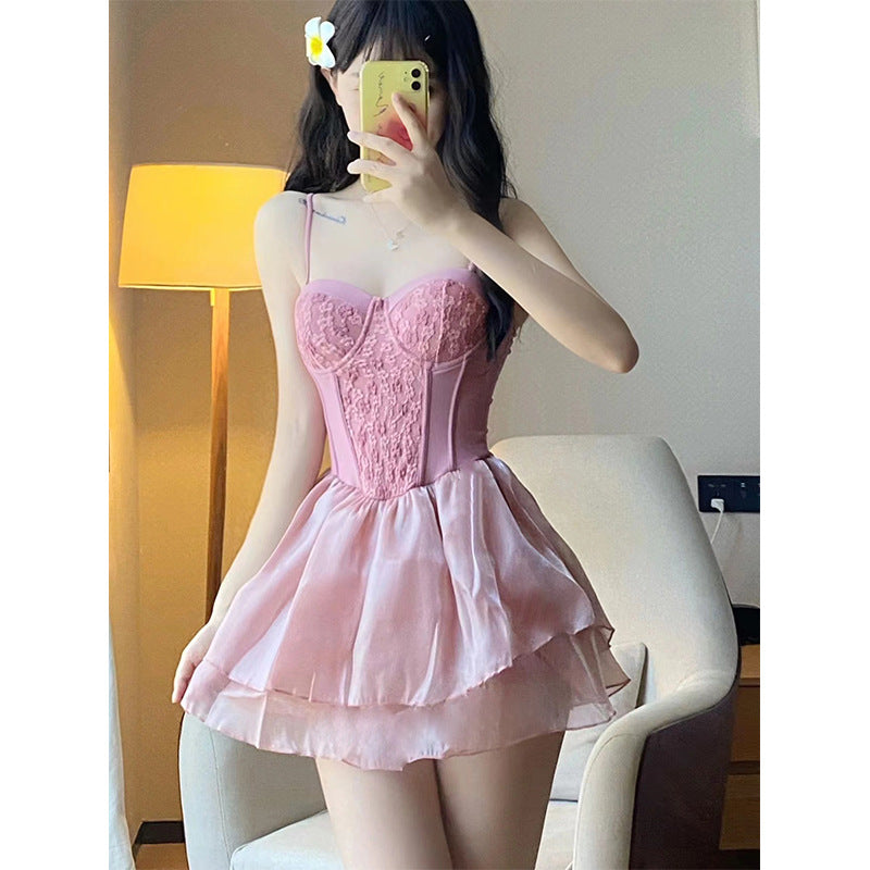Sweet cute girl broken flowers sexy small one-piece swimsuit woman LL-043