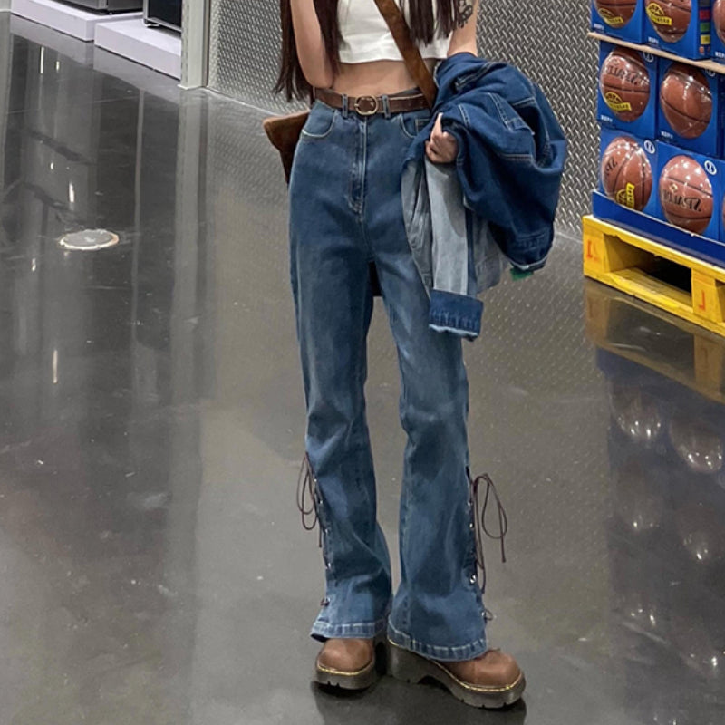 Micro Flare Split Jeans New INS Fashion Pants LL-133