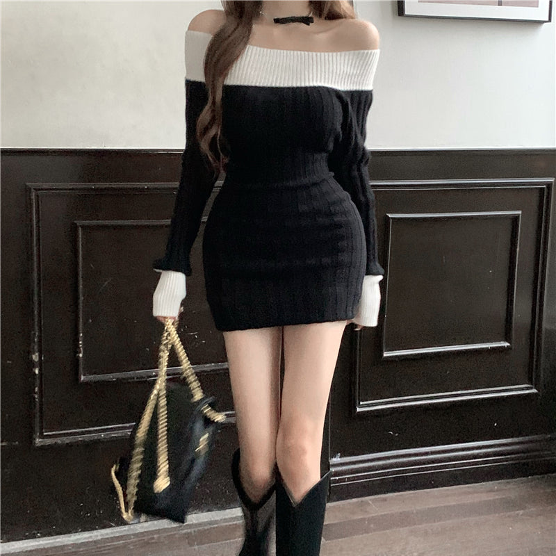 Sexy knitted dress autumn/winter pure lust slim fit christmas red dress for women LL-691