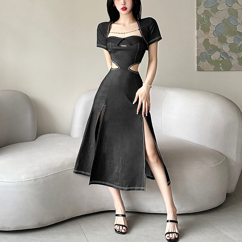 2023 Summer New Women's Short Sleeve Cardigan Fashion Dress LL-247