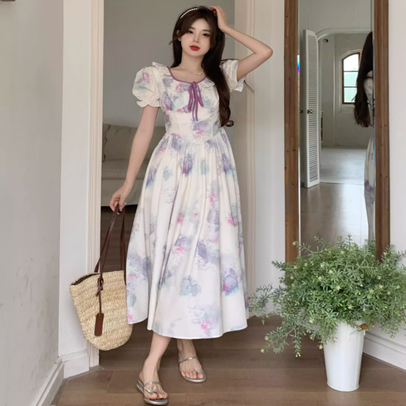 Flower dress long dress summer dress fresh plus size LL-BYY-157