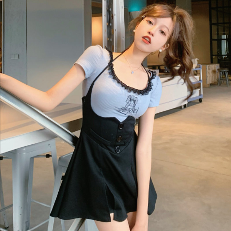 Two-piece summer dress summer design, sweet and spicy hip skirt LL-237