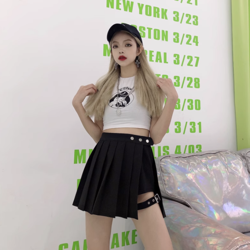 Mini skirt hottie High waist sexy cool girl  punk style LL-371