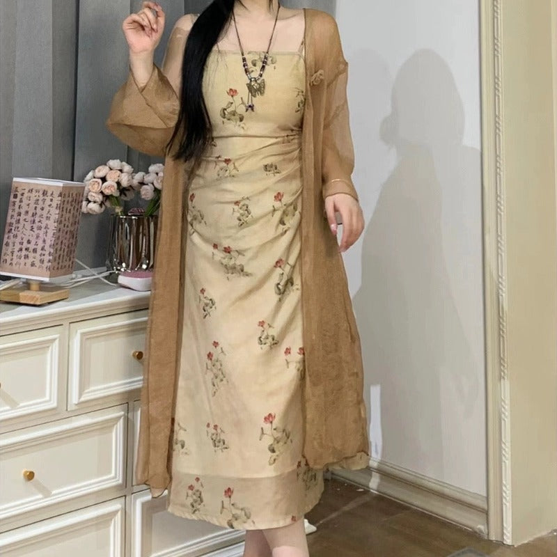 2peices Summer dress long dress Retro style Gentle Wind LL-405