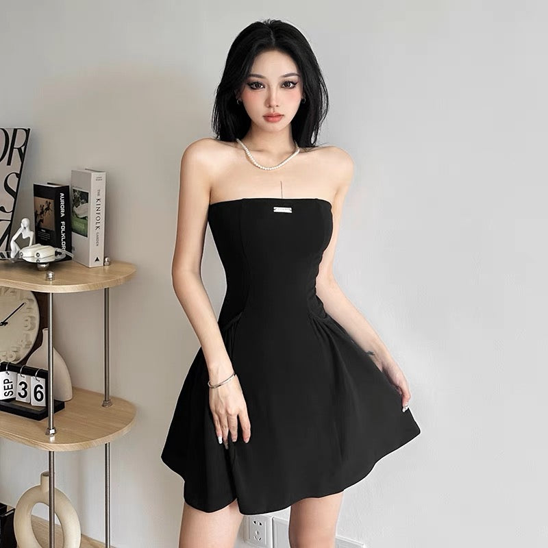 [TOP2]2pieces black dress mini dress sexy dress  new school plus size LL-494