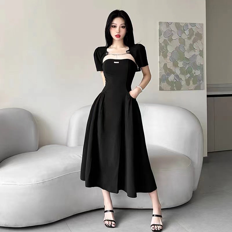 [TOP2]2pieces black dress mini dress sexy dress  new school plus size LL-494