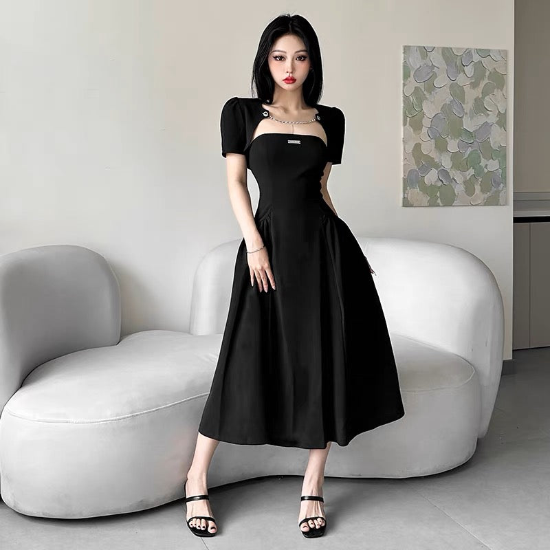 [TOP2]2pieces black dress mini dress sexy dress  new school plus size LL-494