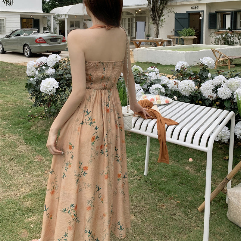 Dress Women's Summer Vintage Style Fragmented Flower Long Dress Set of Two LL-164