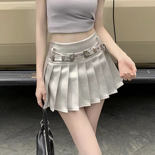 Silver Y2K skirt sexy cute wind metal belt LL-677