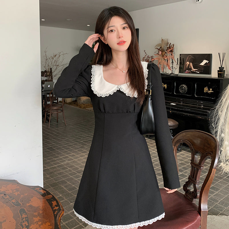 French black doll collar long sleeve dress autumn new style LL-623