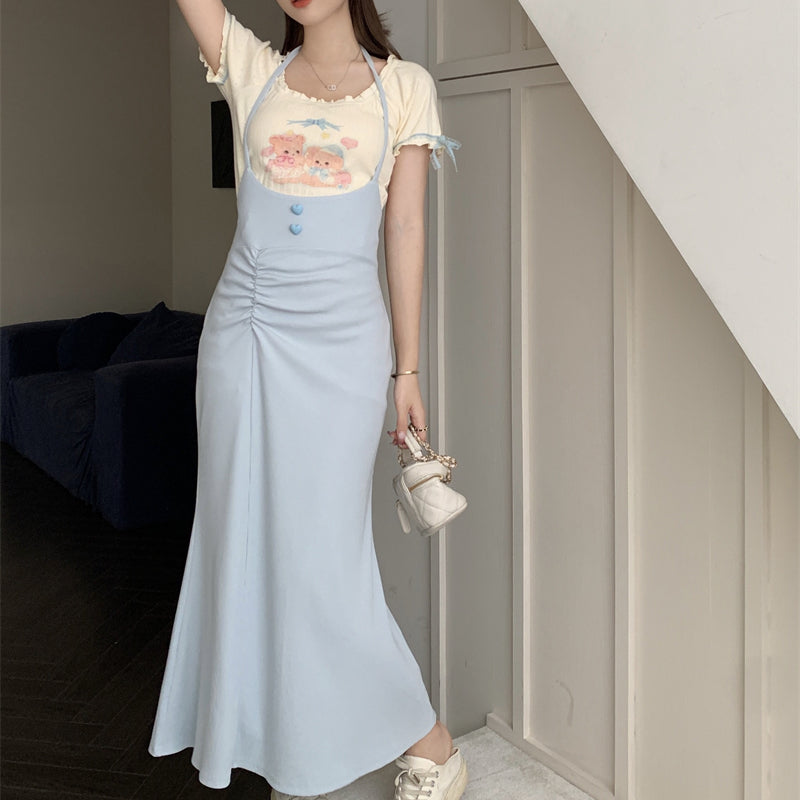 Large size slip dress women's suit summer long dress LL-385