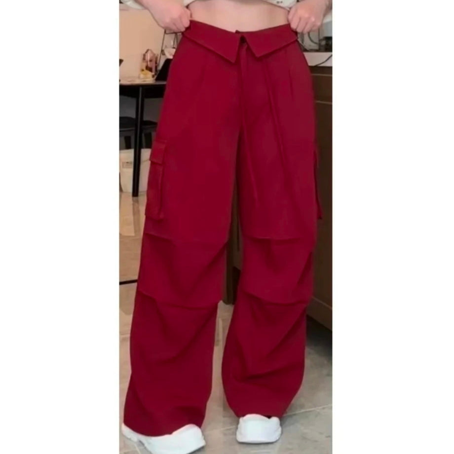 Cargo pants with high waistband and wide legs hiphop leggings casual pants LL-513