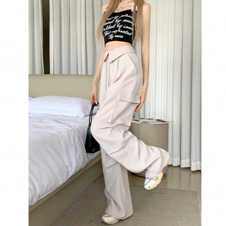 Cargo pants with high waistband and wide legs hiphop leggings casual pants LL-513