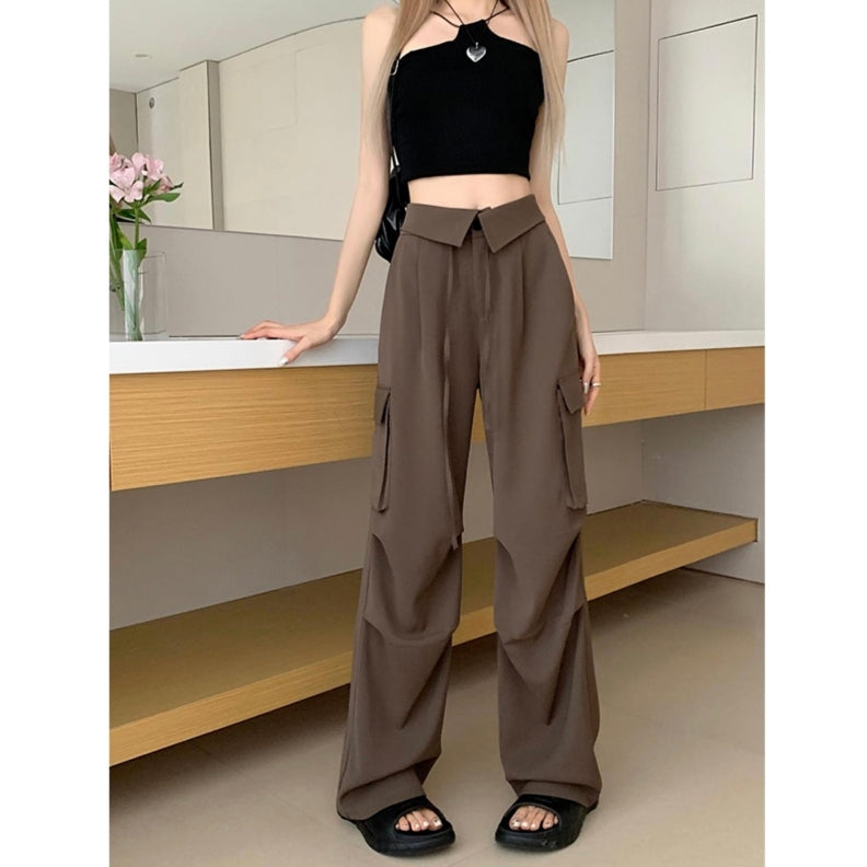 Cargo pants with high waistband and wide legs hiphop leggings casual pants LL-513