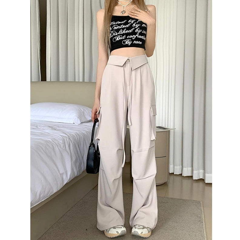 Cargo pants with high waistband and wide legs hiphop leggings casual pants LL-513