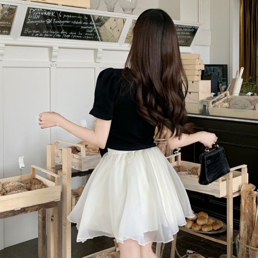 Black White Yarn Pearl Princess Style Dress LL-555