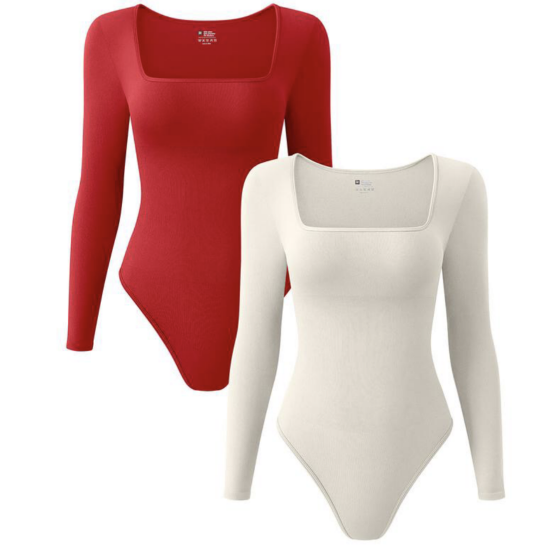 Bodysuit sexy ribbed one piece square neck long sleeve LL-659