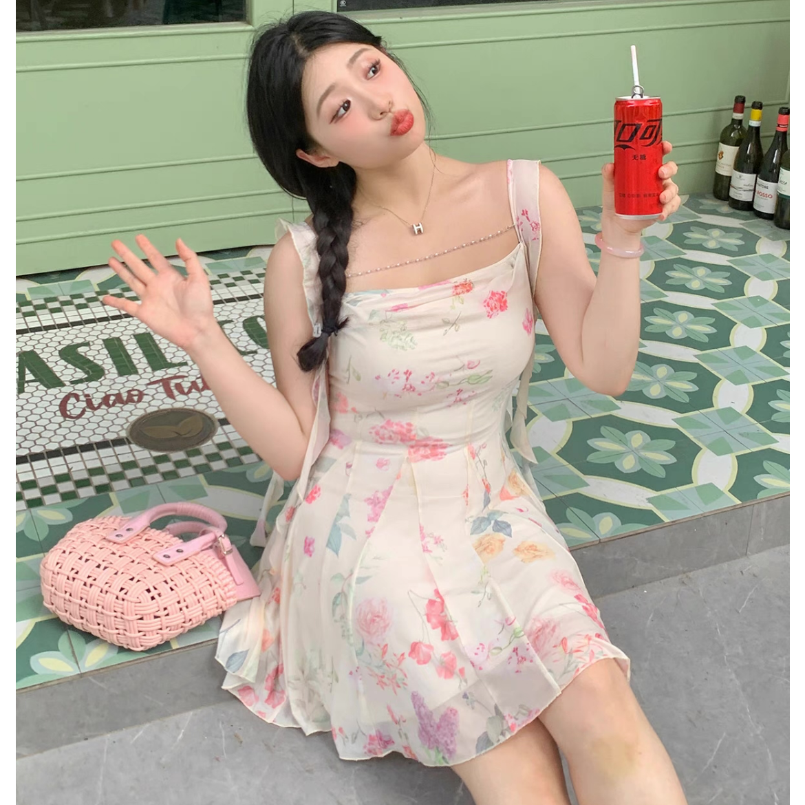 New arrivals summer dress mini dress flower dress cute 2type LL-394