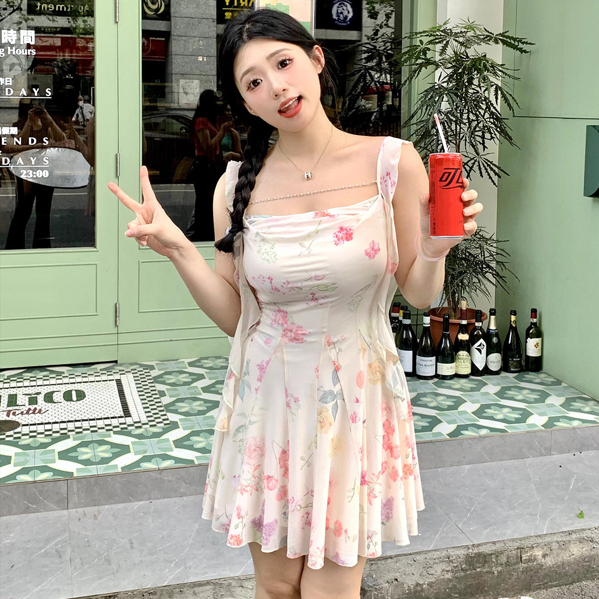 New arrivals summer dress mini dress flower dress cute 2type LL-394