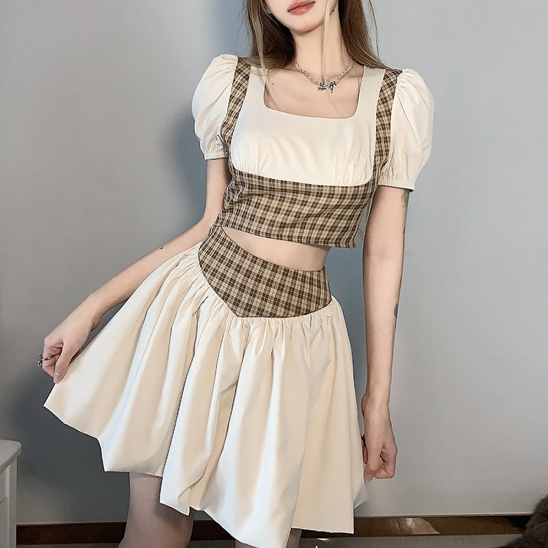 College style women's summer pleated skirt two-piece suit LL-265